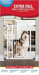 Carlson Extra Tall Walk Through Pet Gate with Small Pet Door, Includes 4-Inch Extension Kit