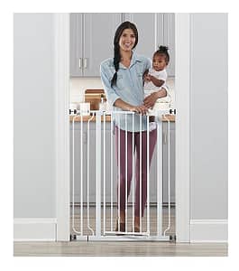 best metal baby gates. Regalo Easy Step 36" Extra Tall Walk Thru Baby Gate, Includes 4-Inch Extension Kit,