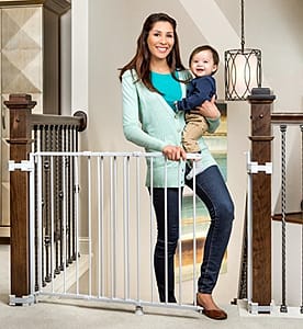 Regalo 2-in-1 Stairway and Hallway Wall Mounted Baby Gate, Bonus Kit, Includes Banister