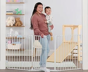 Regalo 76 Inch Super Wide Configurable Baby Gate, 3-Panel, Includes Wall Mounts and Hardware