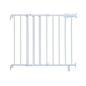 Baby gates for stairs with metal railings. Summer Top of Stairs Simple to Secure Metal Baby Gate, White Metal Finish – 30” Tall