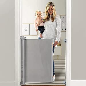 Momcozy Retractable Baby Gate, 33" Tall, Extends up to 55" Wide, Child Safety Baby Gates for Stairs, Doorways