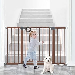 Baby Gate for Stairs, Yacul 29.3"-51.5" Extra Wide Child Safety Gates with Door